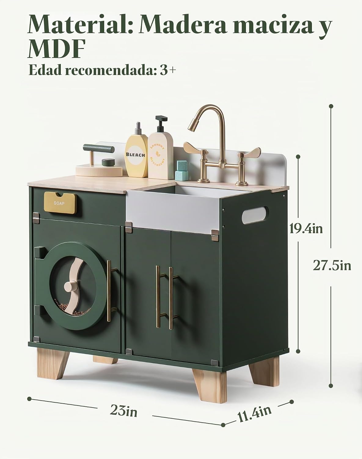 ROBOTIME Juego de Cocina de Madera - Lavadora de Juguete, Lavadora...