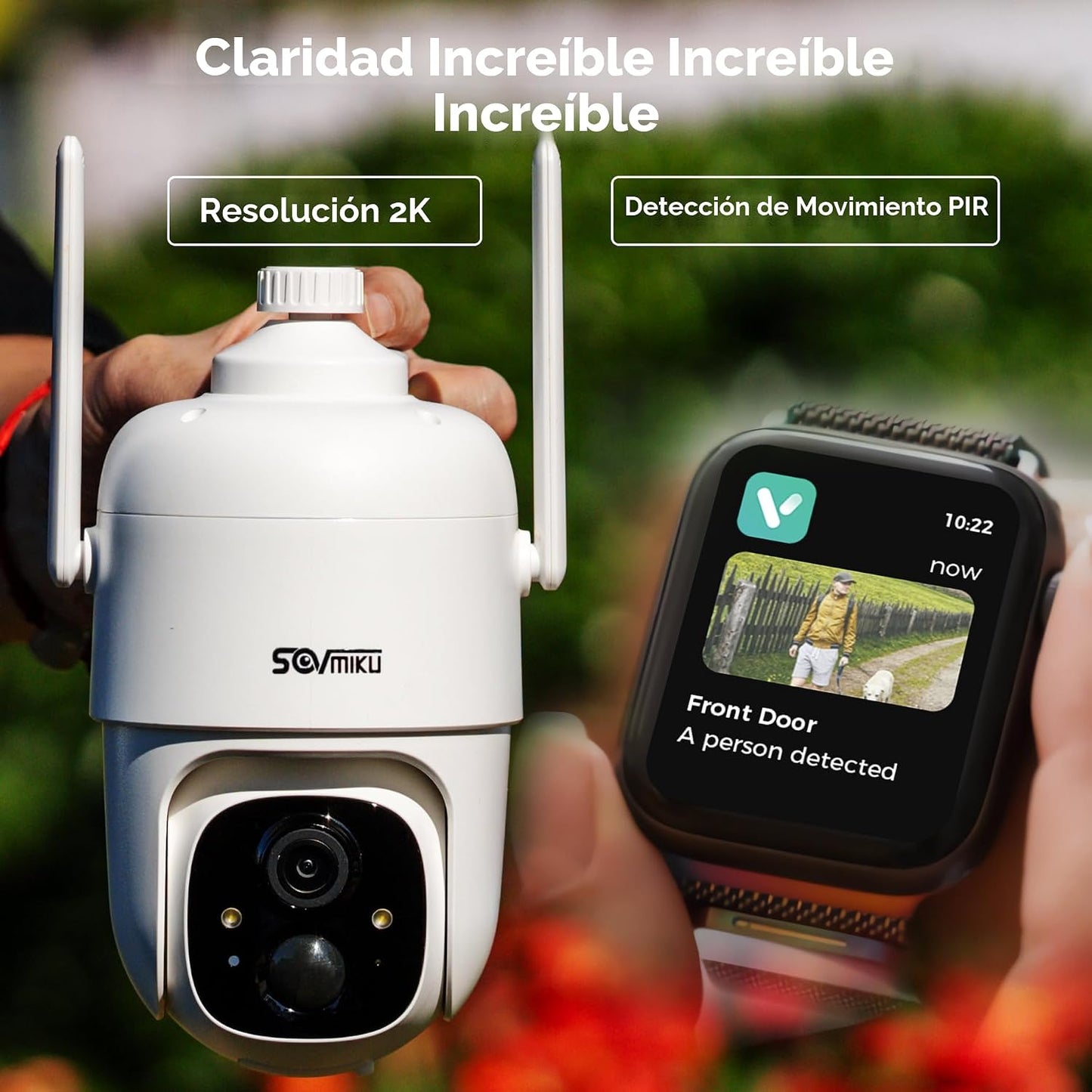 SOVMIKU 2CQ1 AI 2K Cámara de seguridad solar inalámbrica para exter...