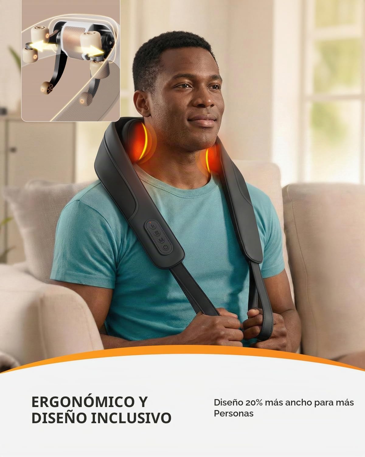 CooCoCo Masajeador de cuello inalámbrico para aliviar el dolor de t...