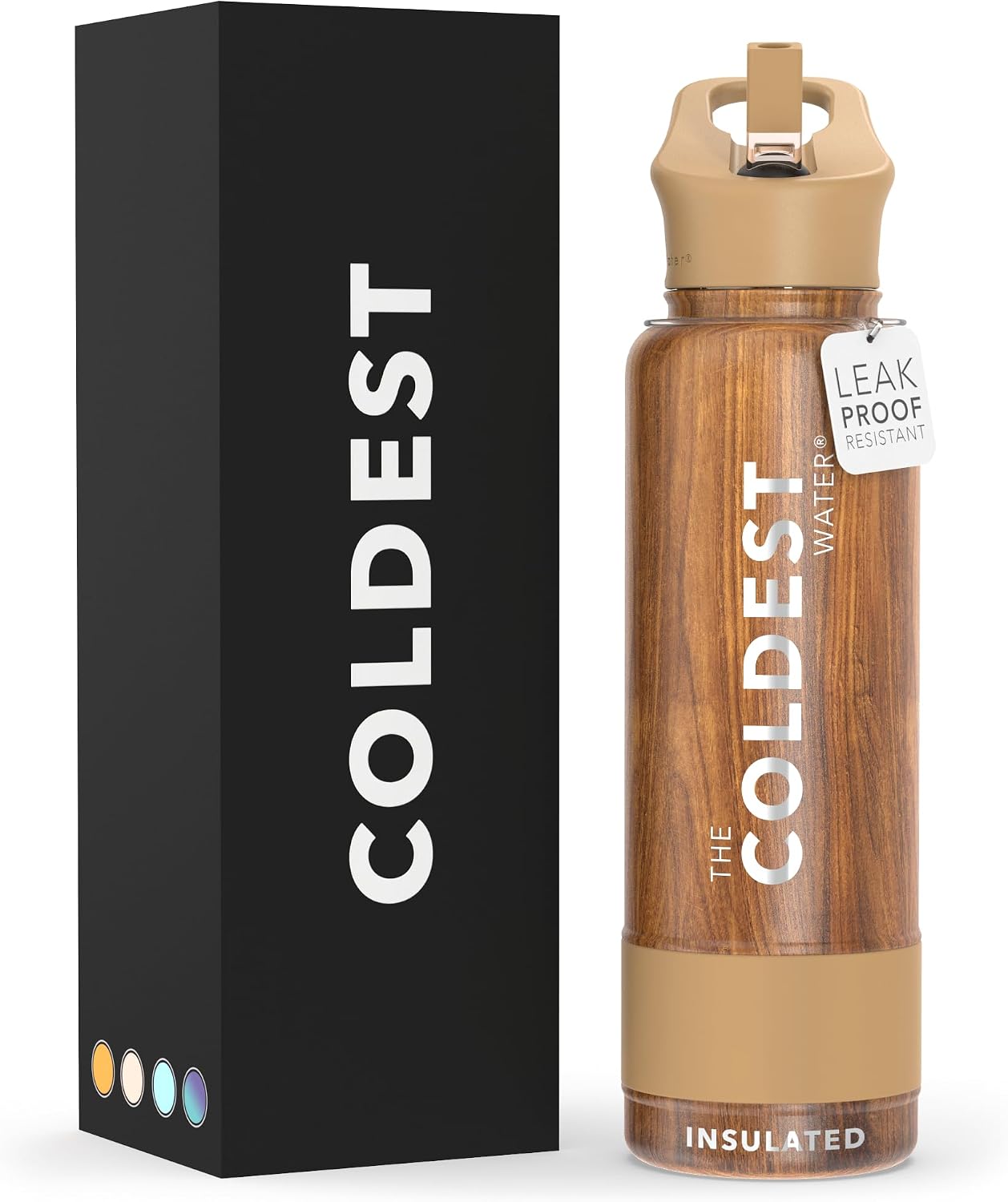 Coldest - Botella para agua con tapa que incluye pajilla, térmica y...
