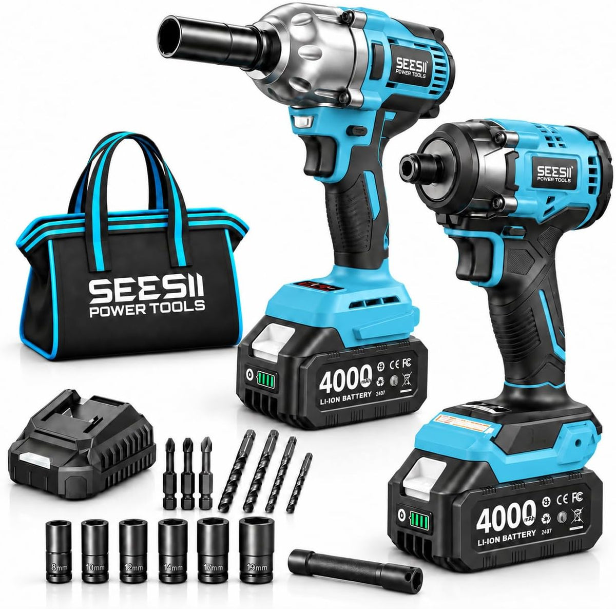 Seesii Kit combinado de llave de impacto y destornillador de impact...