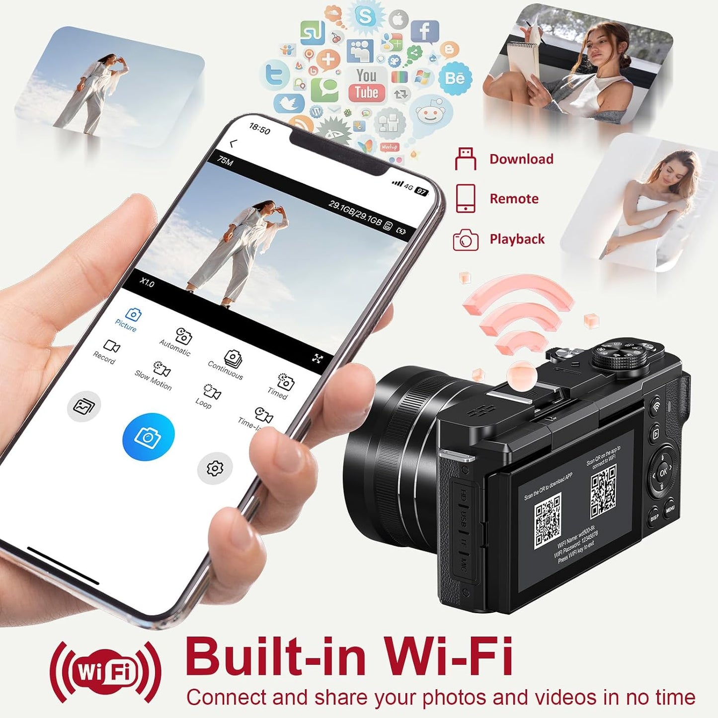 Cámara digital 8K WiFi \u2013 Cámaras de vlogging de 88MP para foto...
