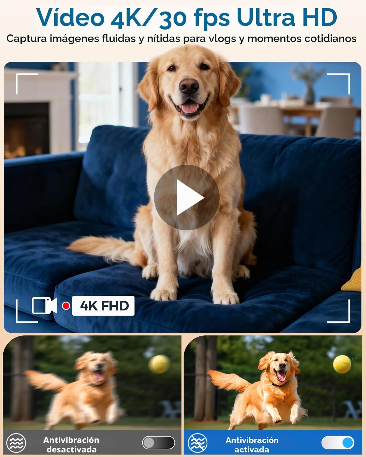 Cámara digital 4K para viajes fotográficos, cámara de vlogging de e...