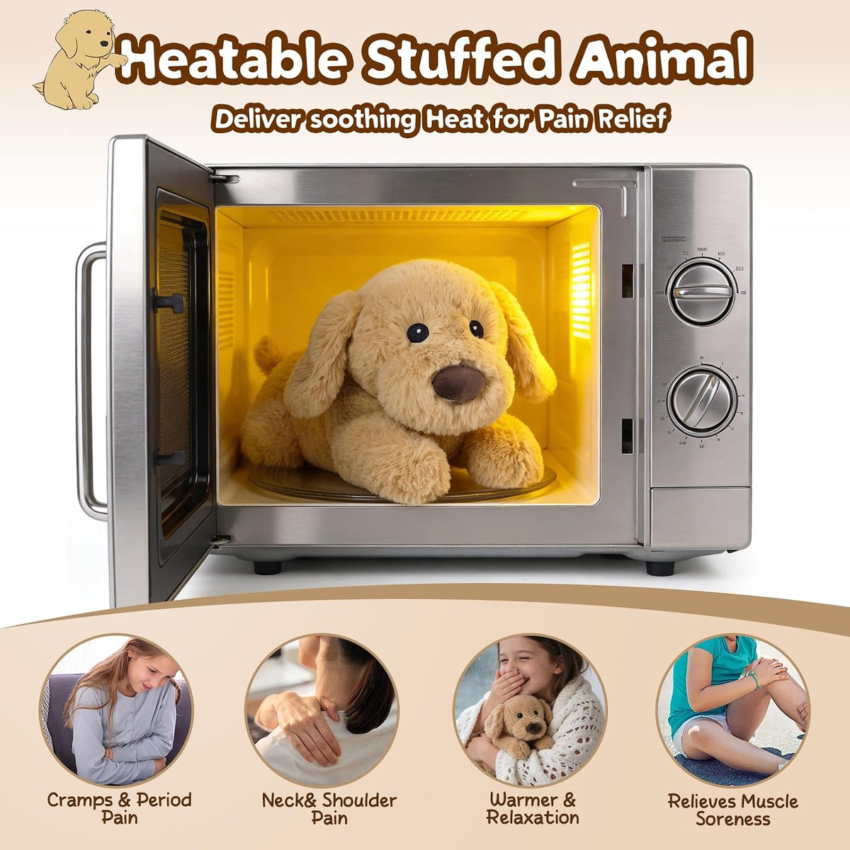 Animales de peluche de perro, animal de peluche para microondas, ad...