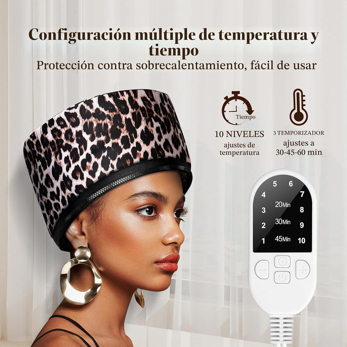 Heat Cap Leopard - Gorro térmico de vapor \u2013 Calefacción de 10...