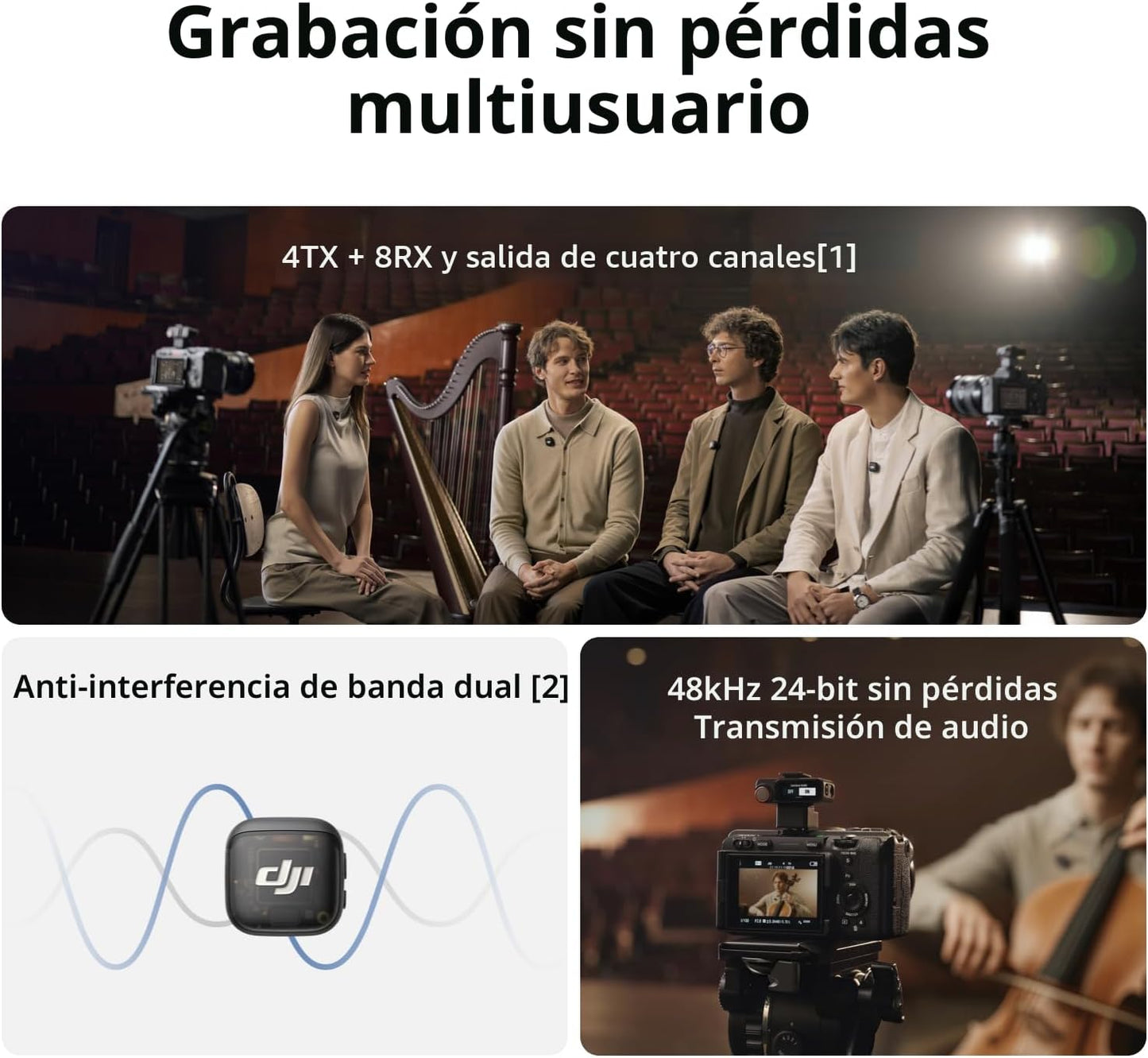 DJI Mic 3 (2 TX + 1 RX móvil), micrófono inalámbrico | Para iPhone...