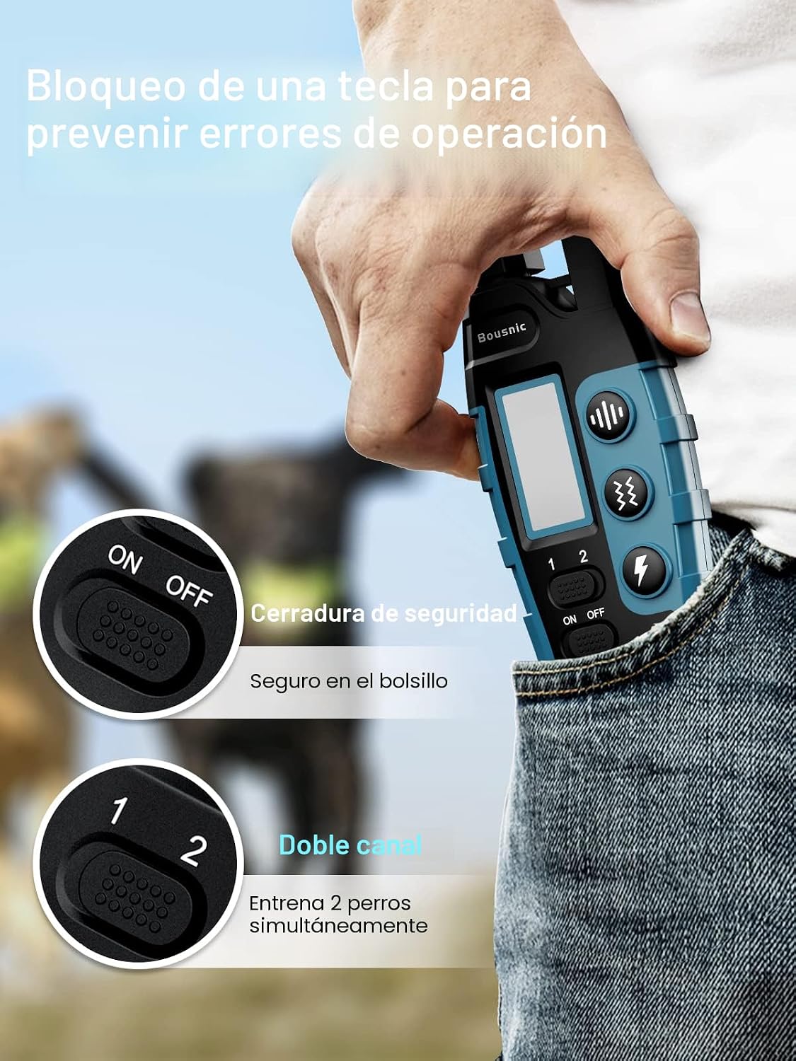 Bousnic Collar de entrenamiento con choque para perros, para 2 perr...