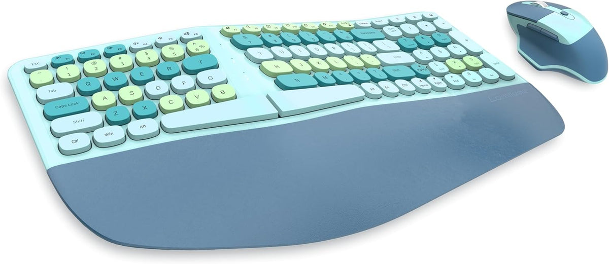 Combo de teclado ergonómico inalámbrico y mouse con reposamuñecas d...