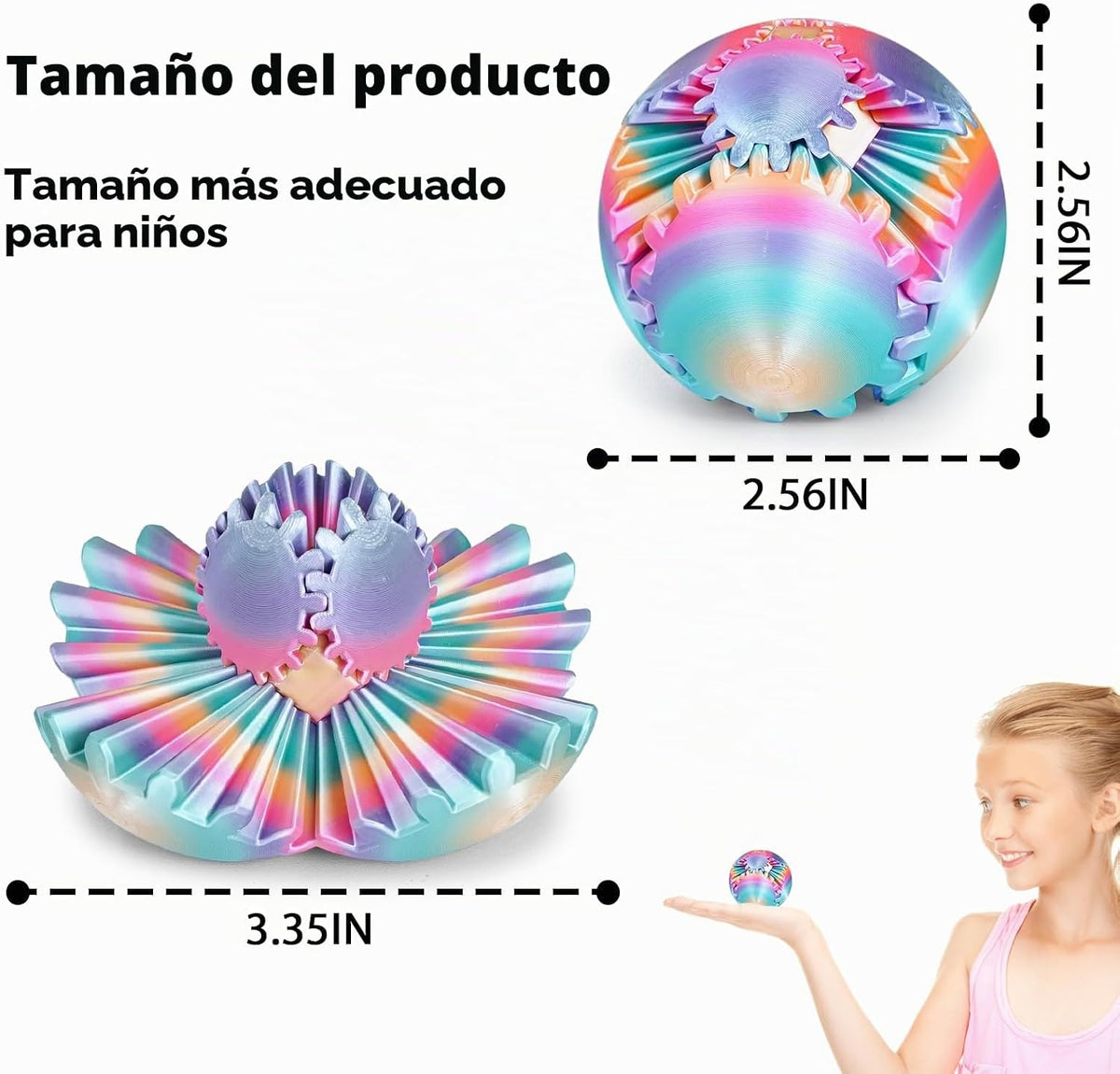 GearSphere Juguete Fidget de Bola Giratoria o Cubo Impreso en 3D, J...