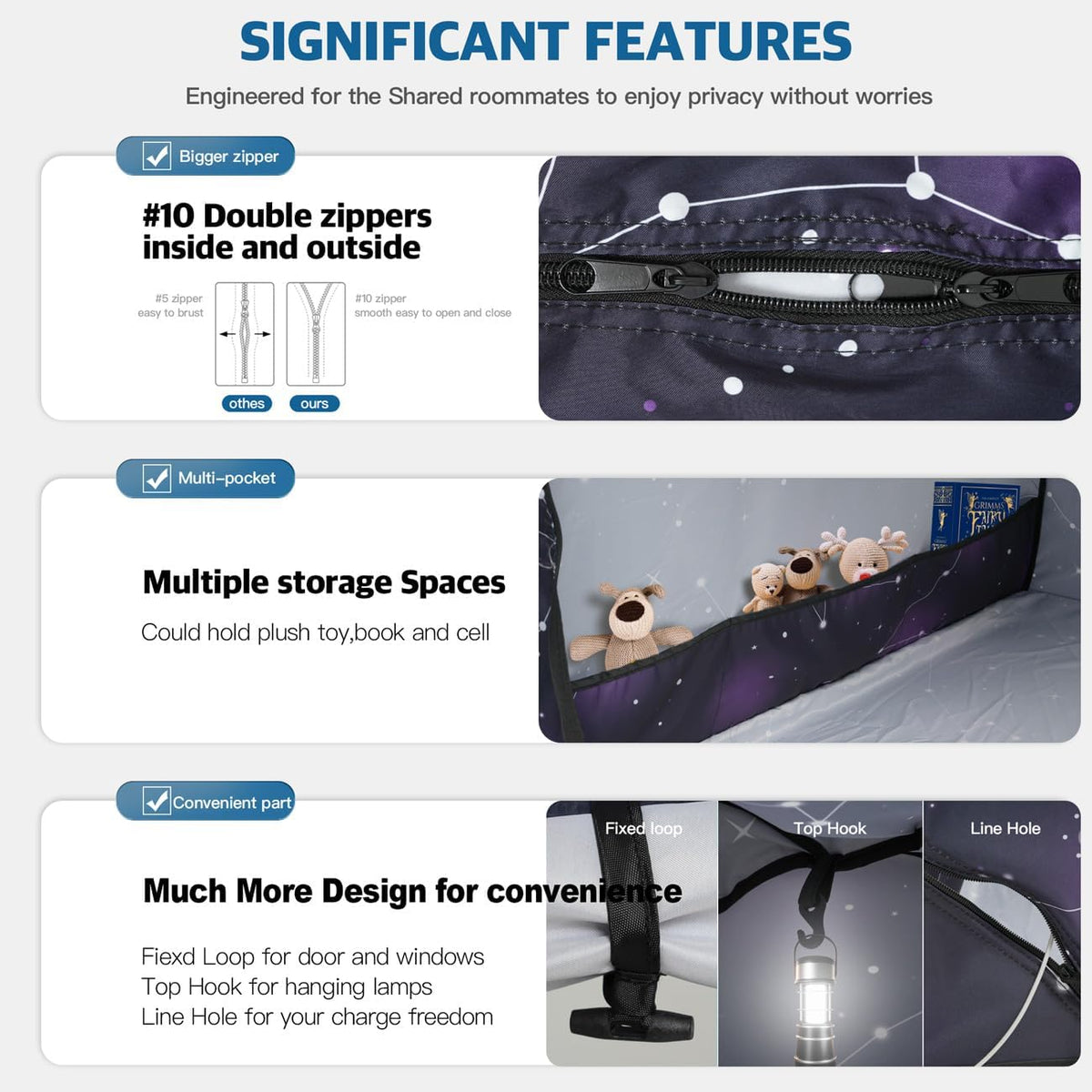 Tienda de campaña para cama, dosel portátil para cama con privacida...