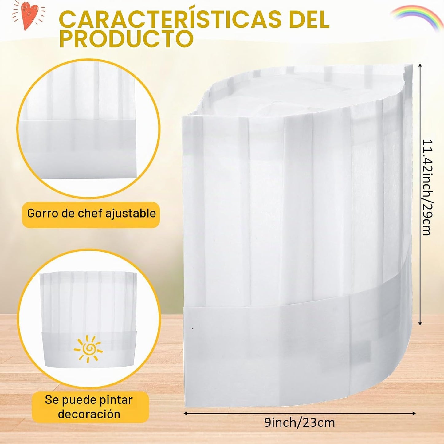 JaGely Juego de sombrero y delantal de chef para niños de 60 piezas...