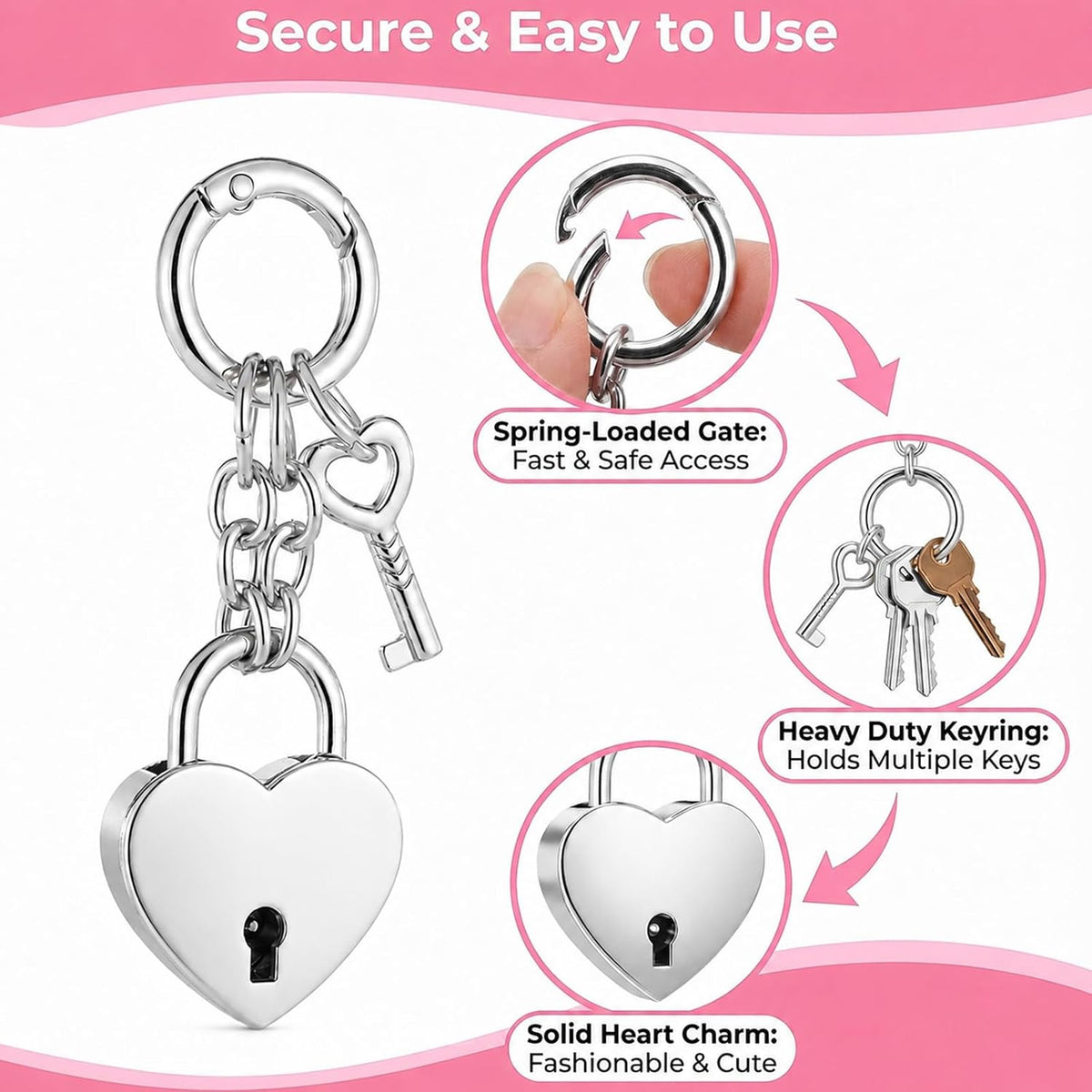 Tucnoeu Colgantes para bolso de candado de corazón - Accesorios de...