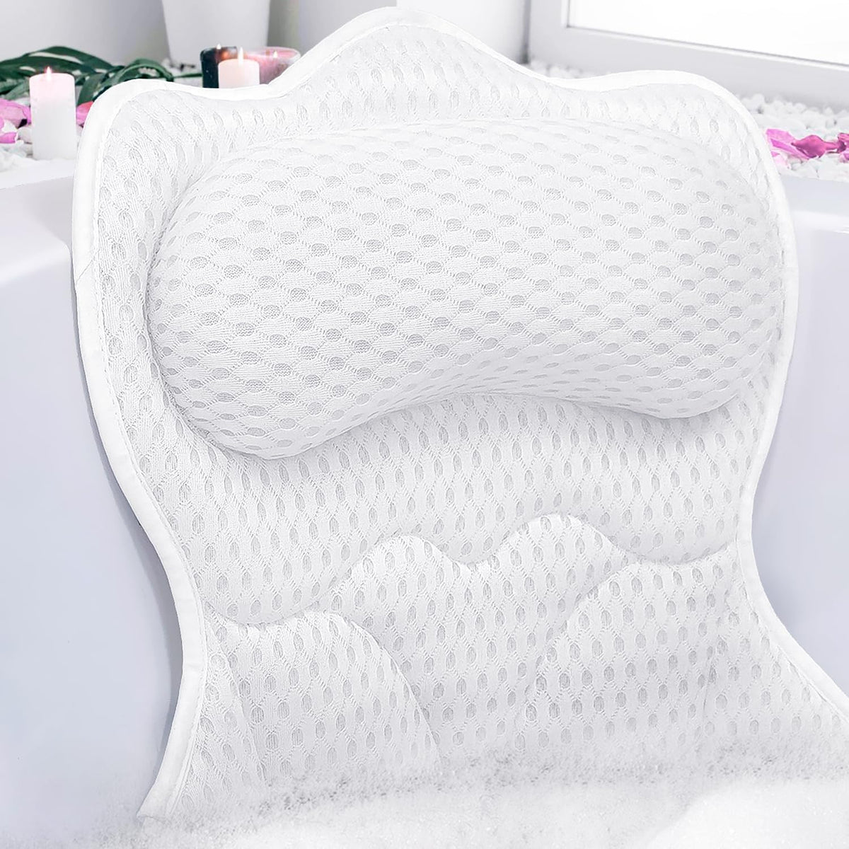 REEZEIVI Almohadas de baño para tina, almohada de baño con 6 ventos...