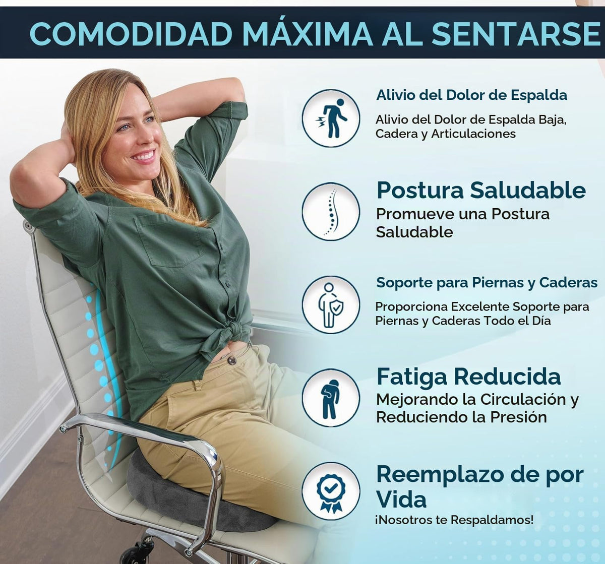 ComfiLife - Cojín prémium de gel y espuma viscoelástica para silla...