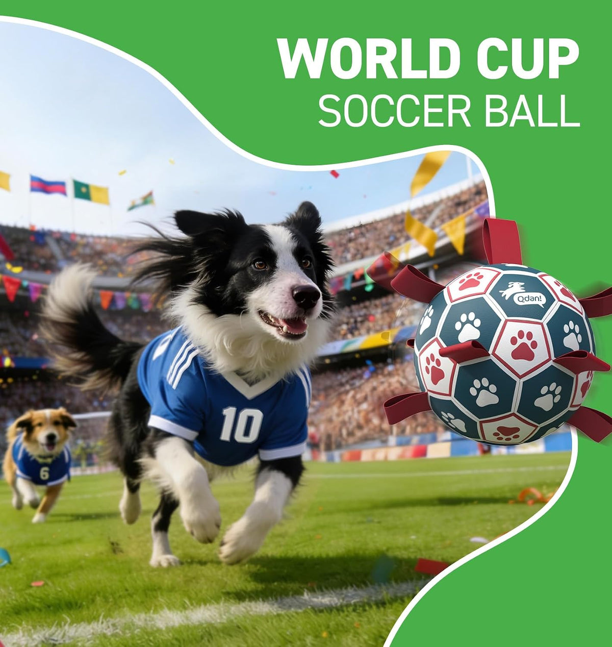 QDAN Pelotas para perros, pelota de fútbol para la Copa del Mundo c...