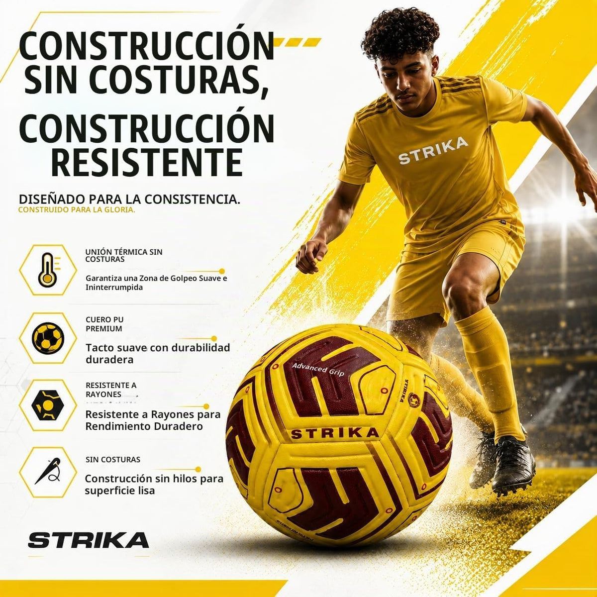 STRIKA Balón de fútbol prémium tamaño 5 y 4 \u2013 Pelota híbrida p...