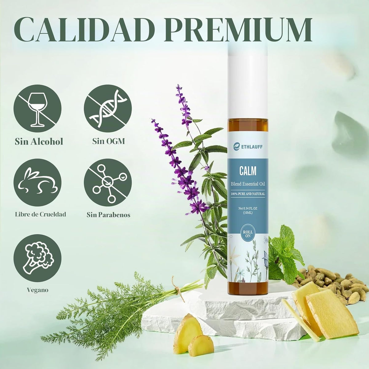 Ethlauff Juego de aceite esencial roll-on (calma, renovación, sueño...