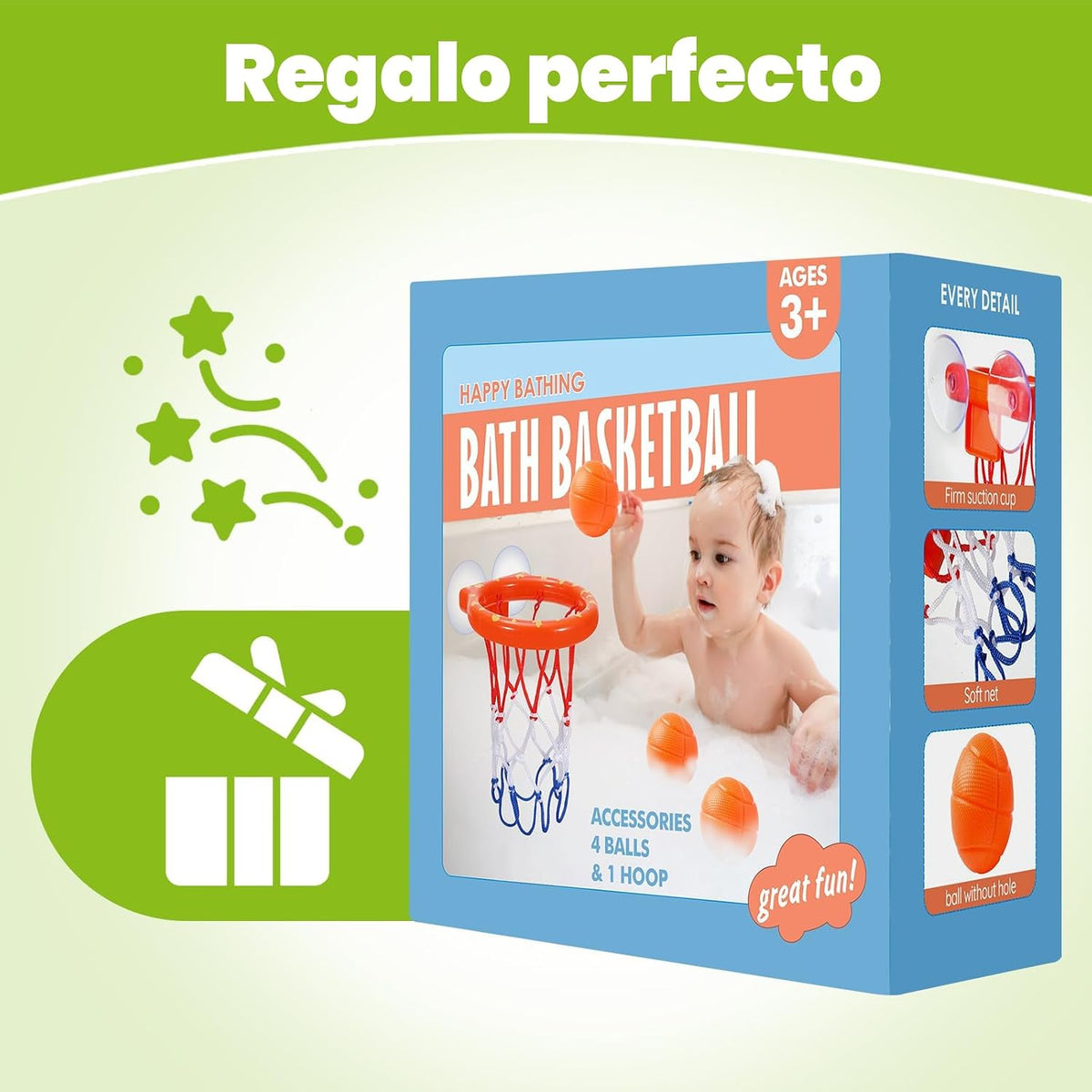 KSABVAIA Juguetes de baño, aro de baloncesto para bañera para niños...