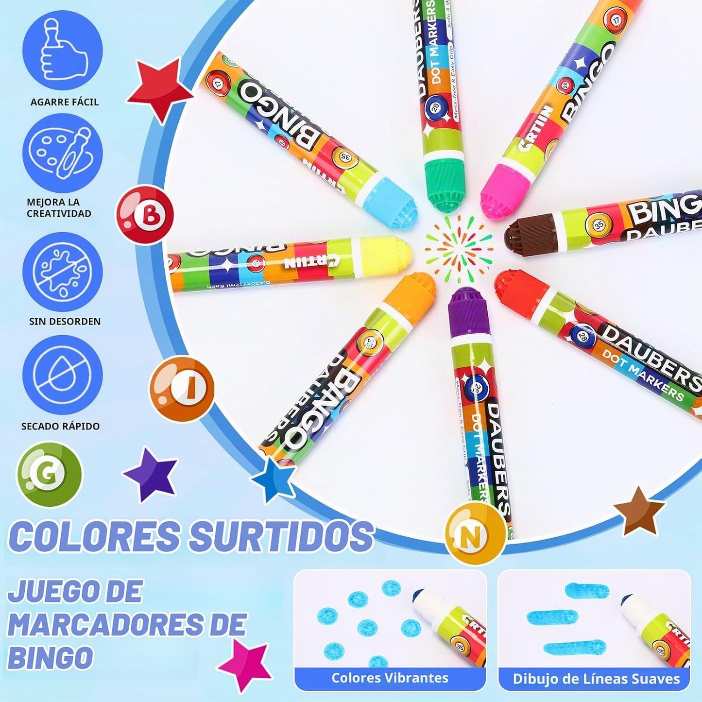 Crtiin - Juego de 80 marcadores de puntos de Bingo Daubers de 0.4 o...