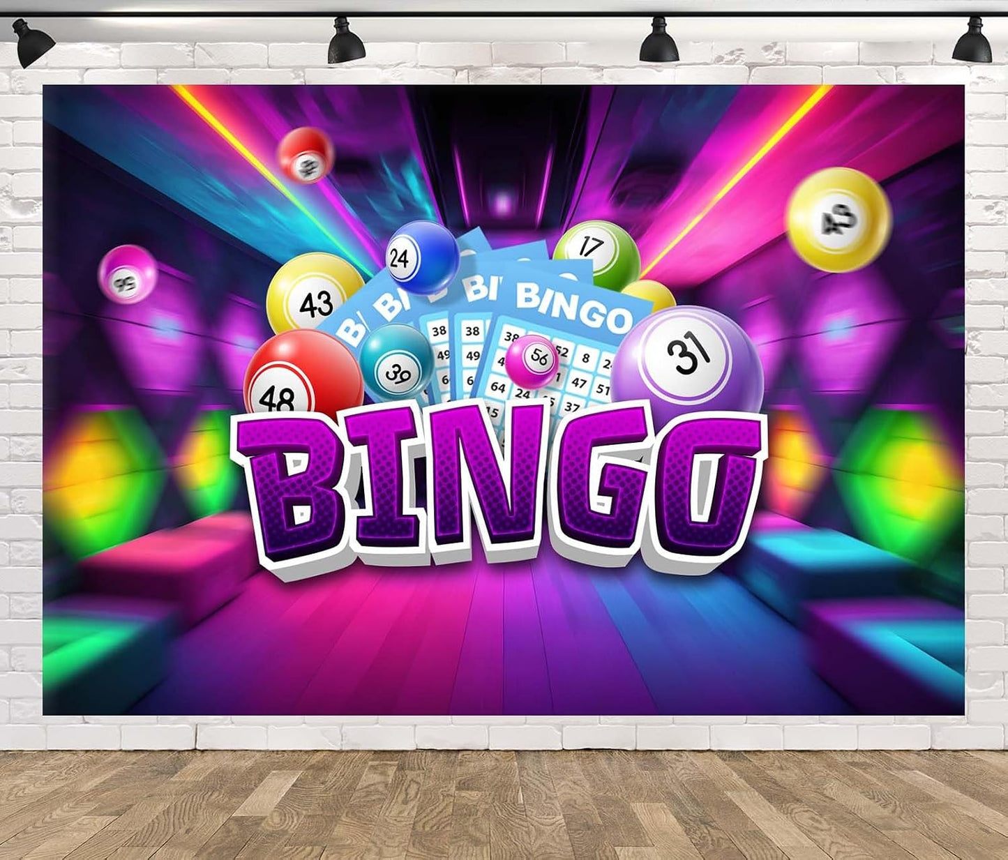 Loccor Telón de fondo de bingo de tela de 10 x 8 pies, juego noctur...