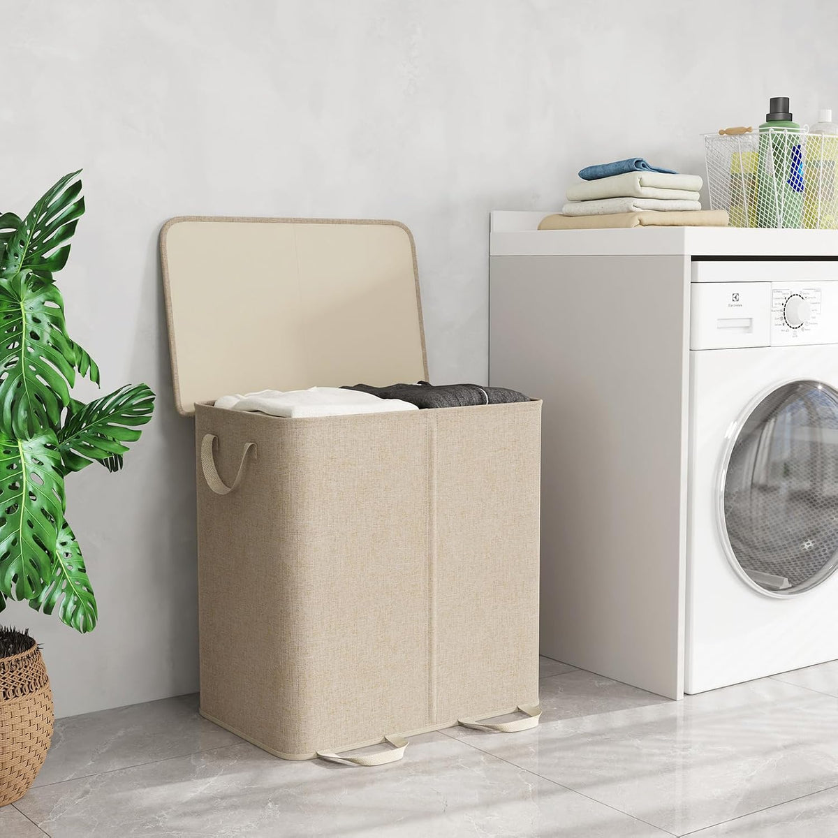 Lifewit - Cesta de lavandería doble con tapa y bolsas de ropa para...