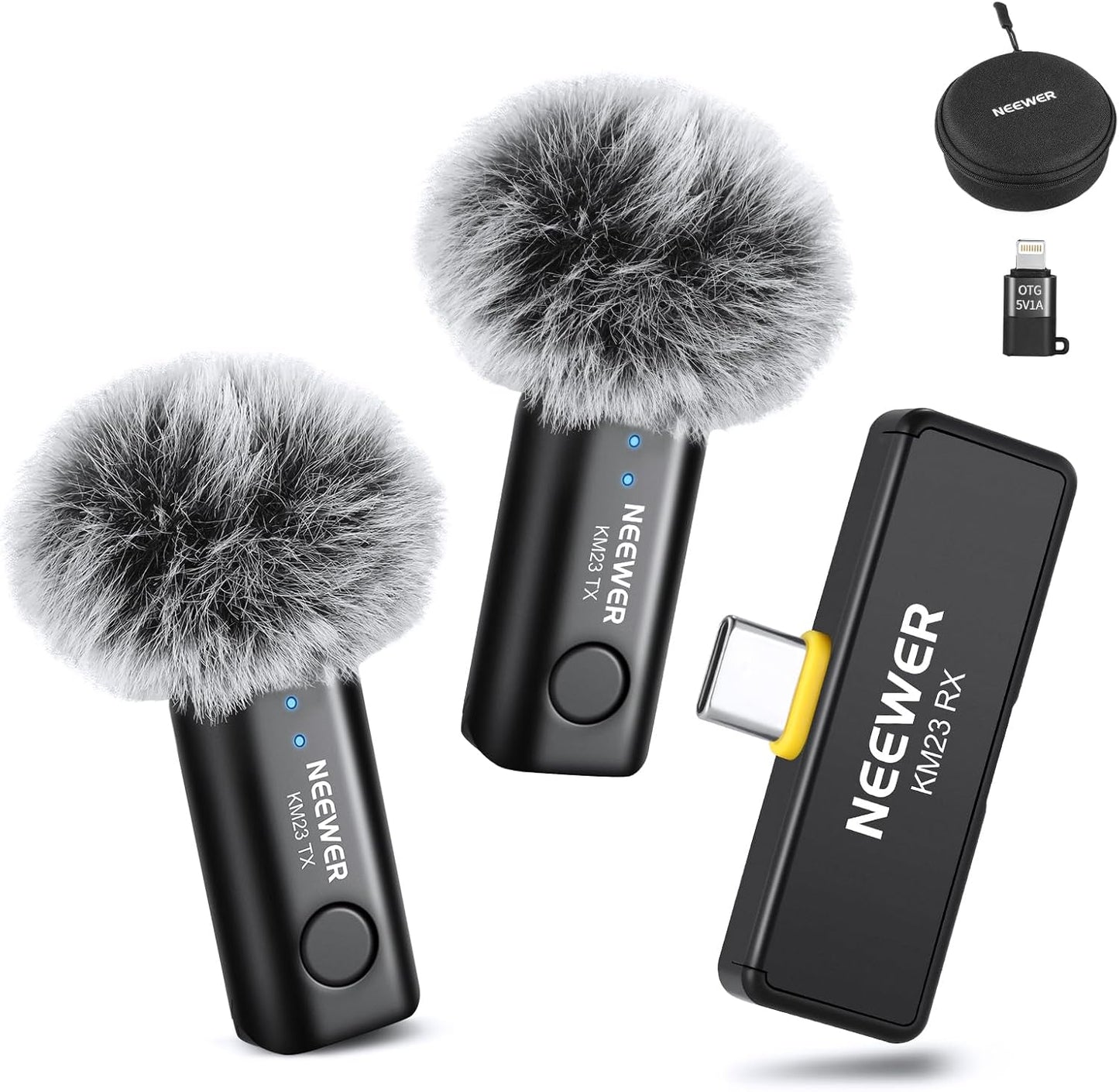 NEEWER Lavalier - Sistema de micrófono inalámbrico, 1 receptor USB...