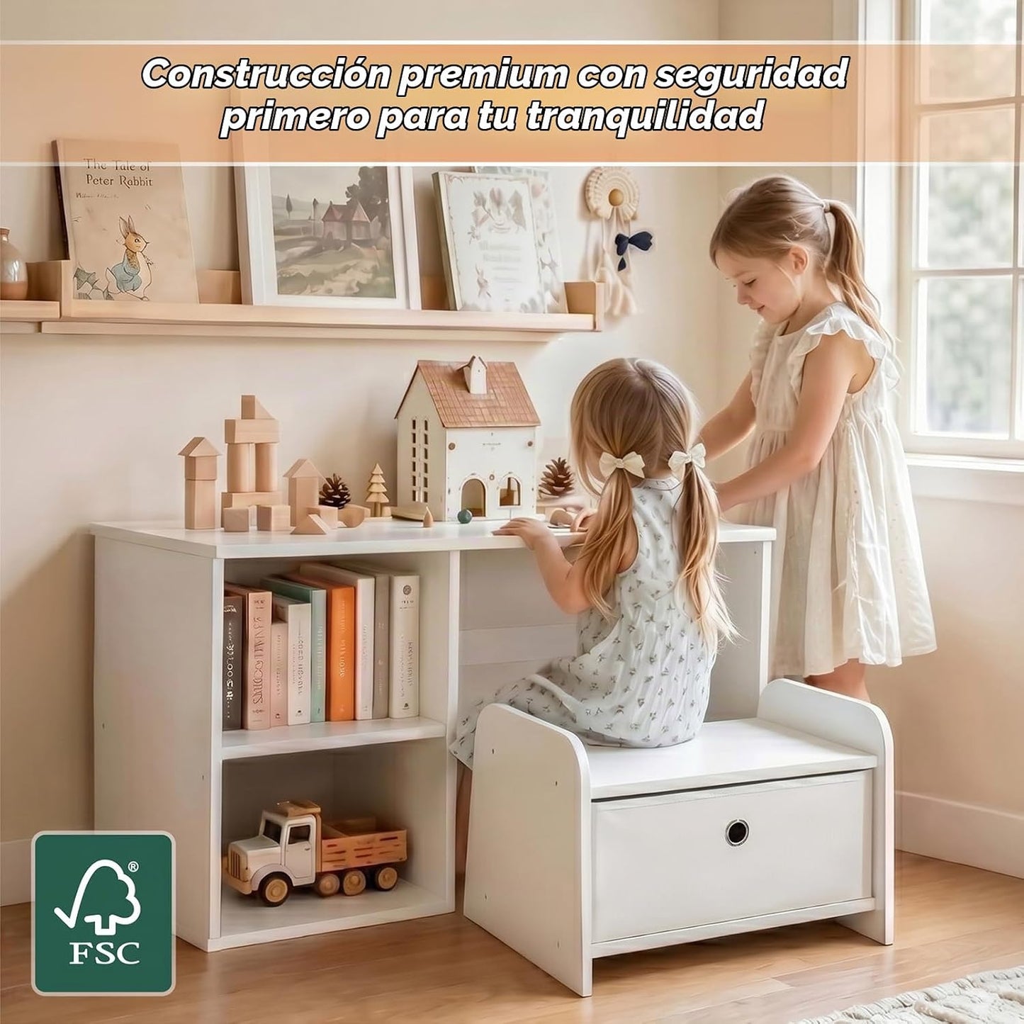 Faesun Estantería 3 en 1 para niños pequeños, estantería Montessori...