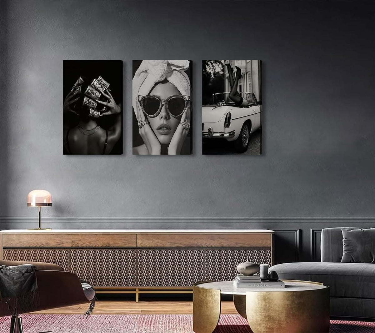 Lienzo de moda para mujer, arte de pared en blanco y negro, decorac...