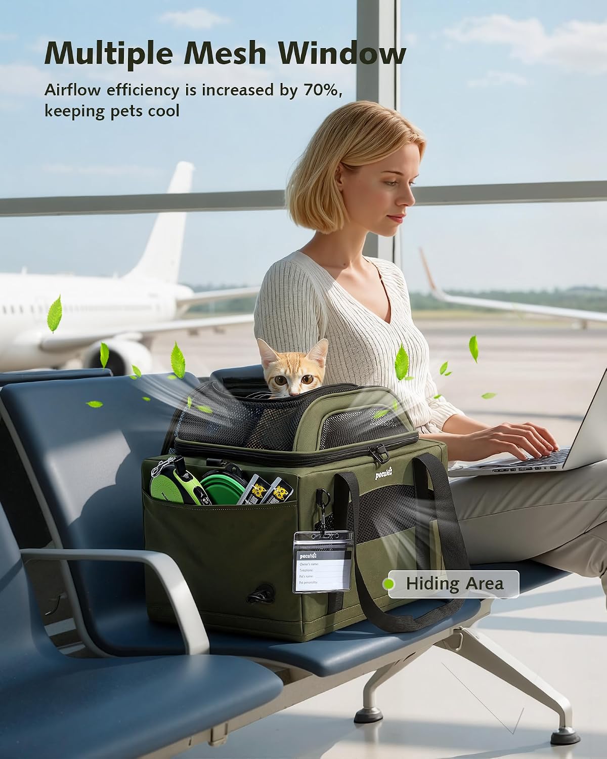 Pecute Transportador de mascotas expandible aprobado por aerolíneas...