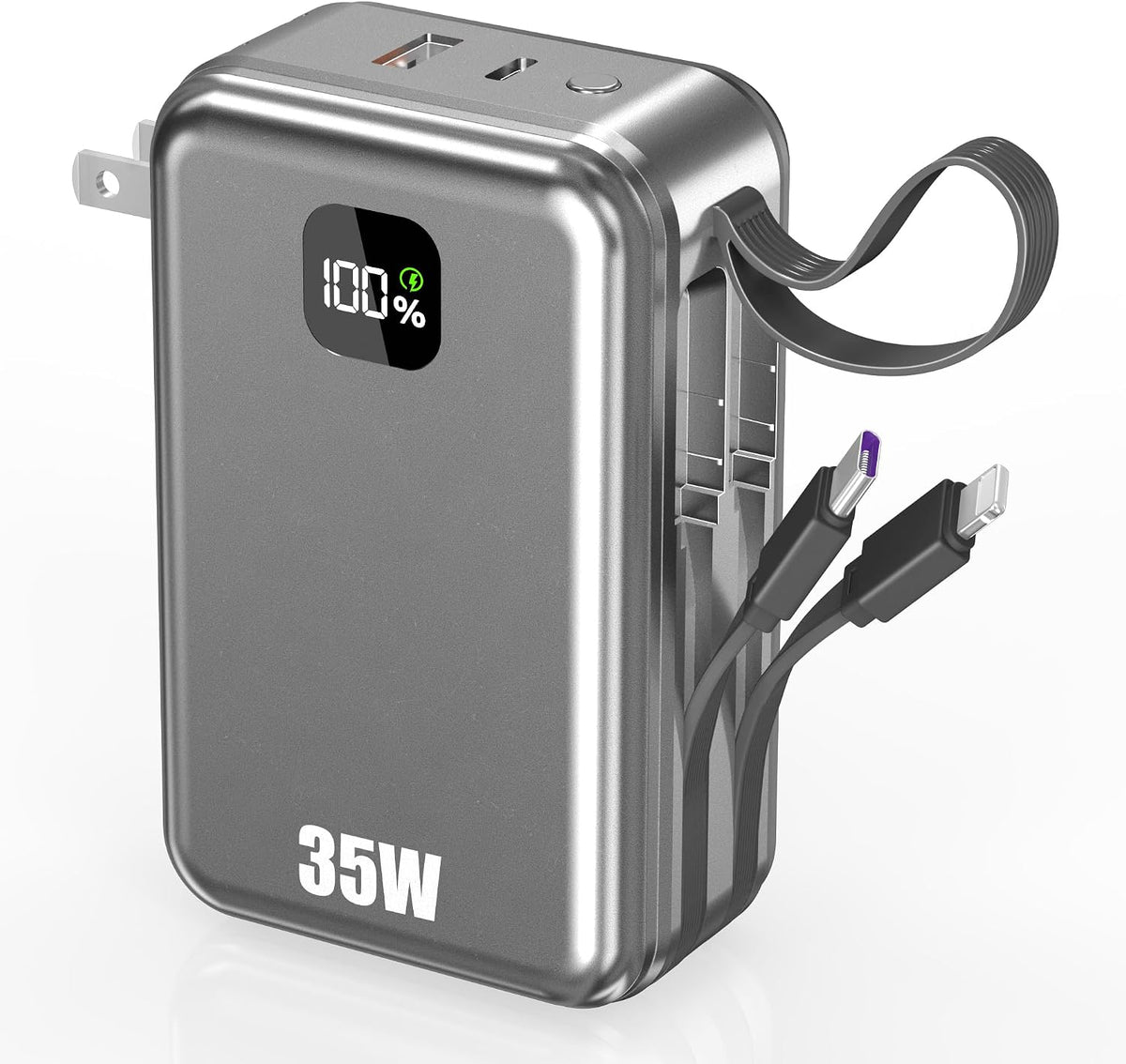 Feidyns Cargador portátil de luz LED Power Bank 30000mAh - Batería...