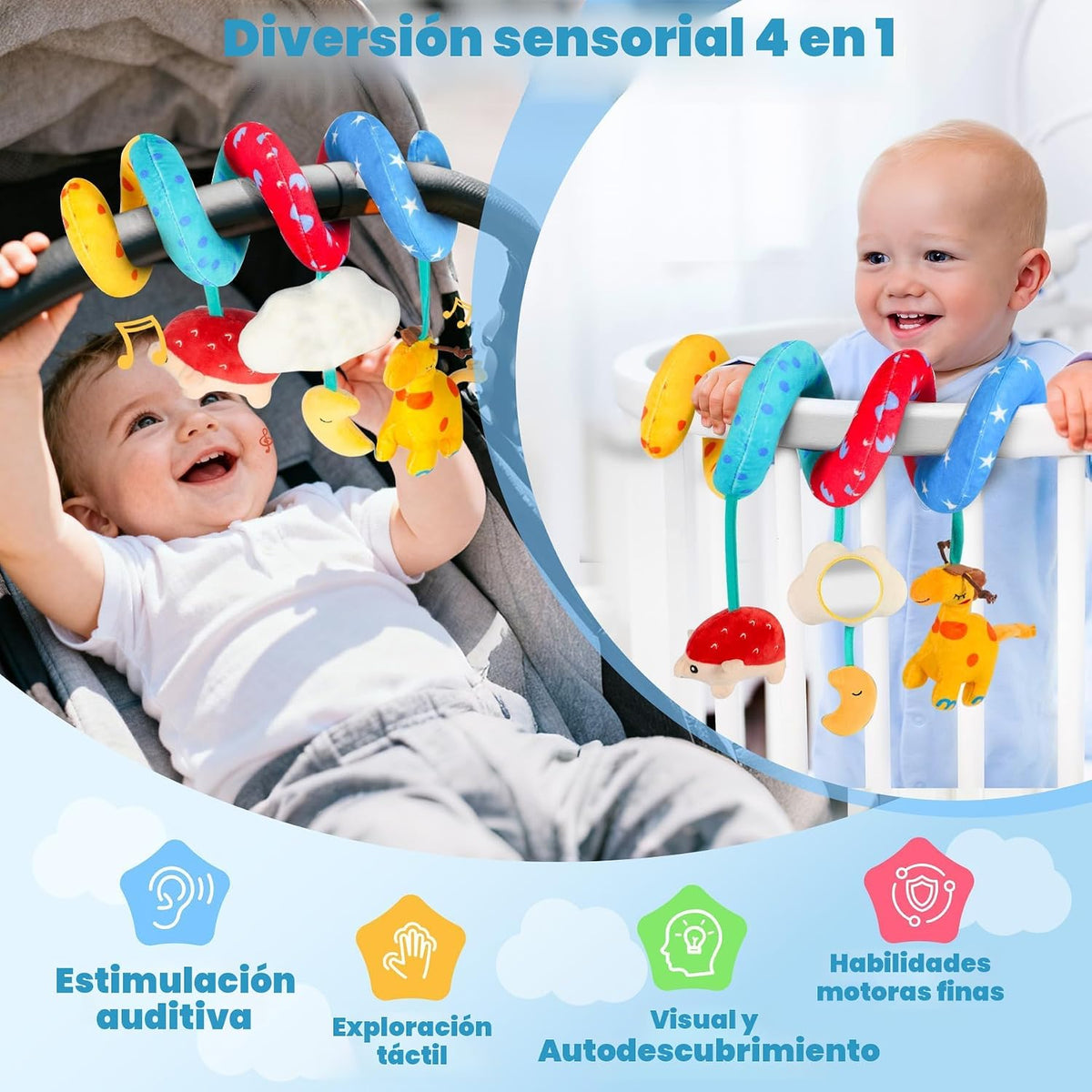 URMYWO Juguetes en espiral para asiento de coche para bebés de 0 a...