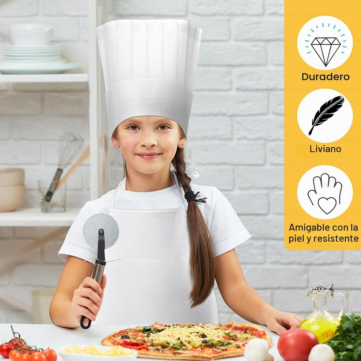 JaGely Juego de sombrero y delantal de chef para niños de 60 piezas...
