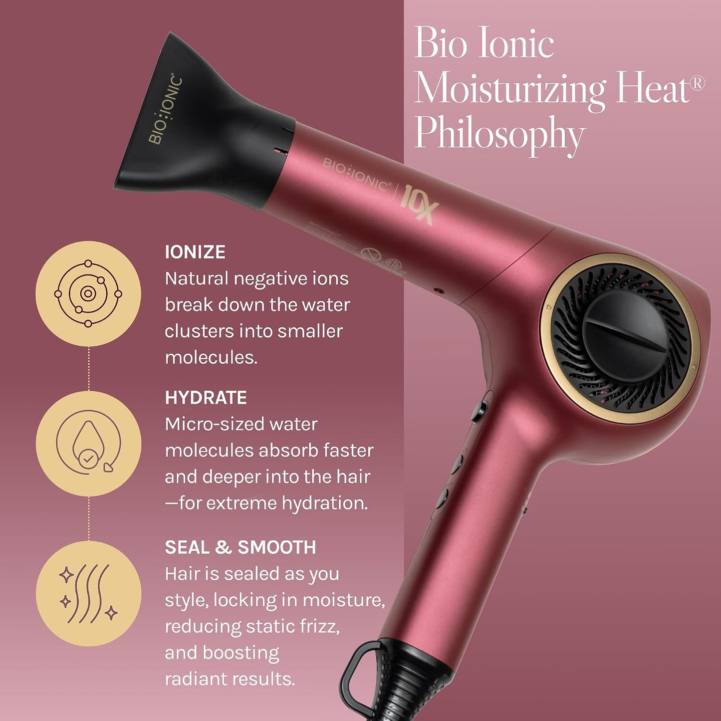 Bio Ionic Secador de pelo de velocidad ultraligera 10X, secador de...