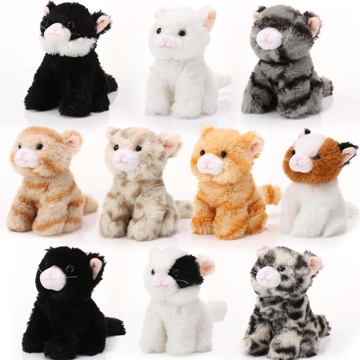 Lenwen 10 piezas de animales de peluche de gato a granel suave gati...