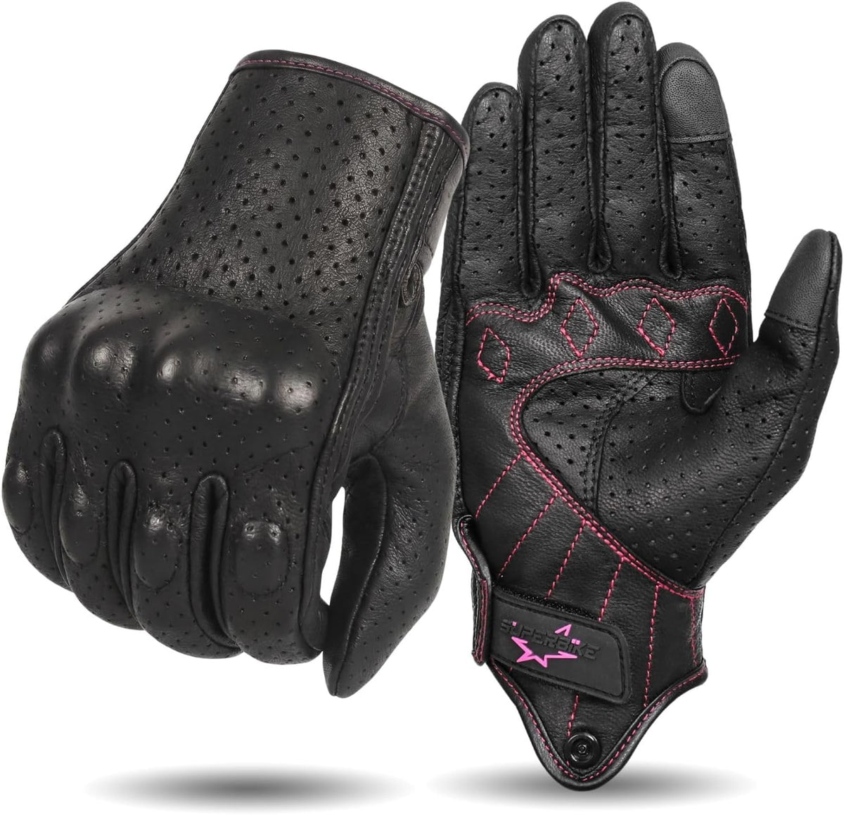 Guantes completos de motocicleta para mujer, con nudillos reforzado...