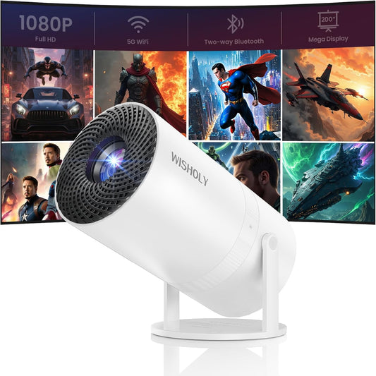 WISHOLY Mini proyector con WiFi y Bluetooth, proyector de películas...