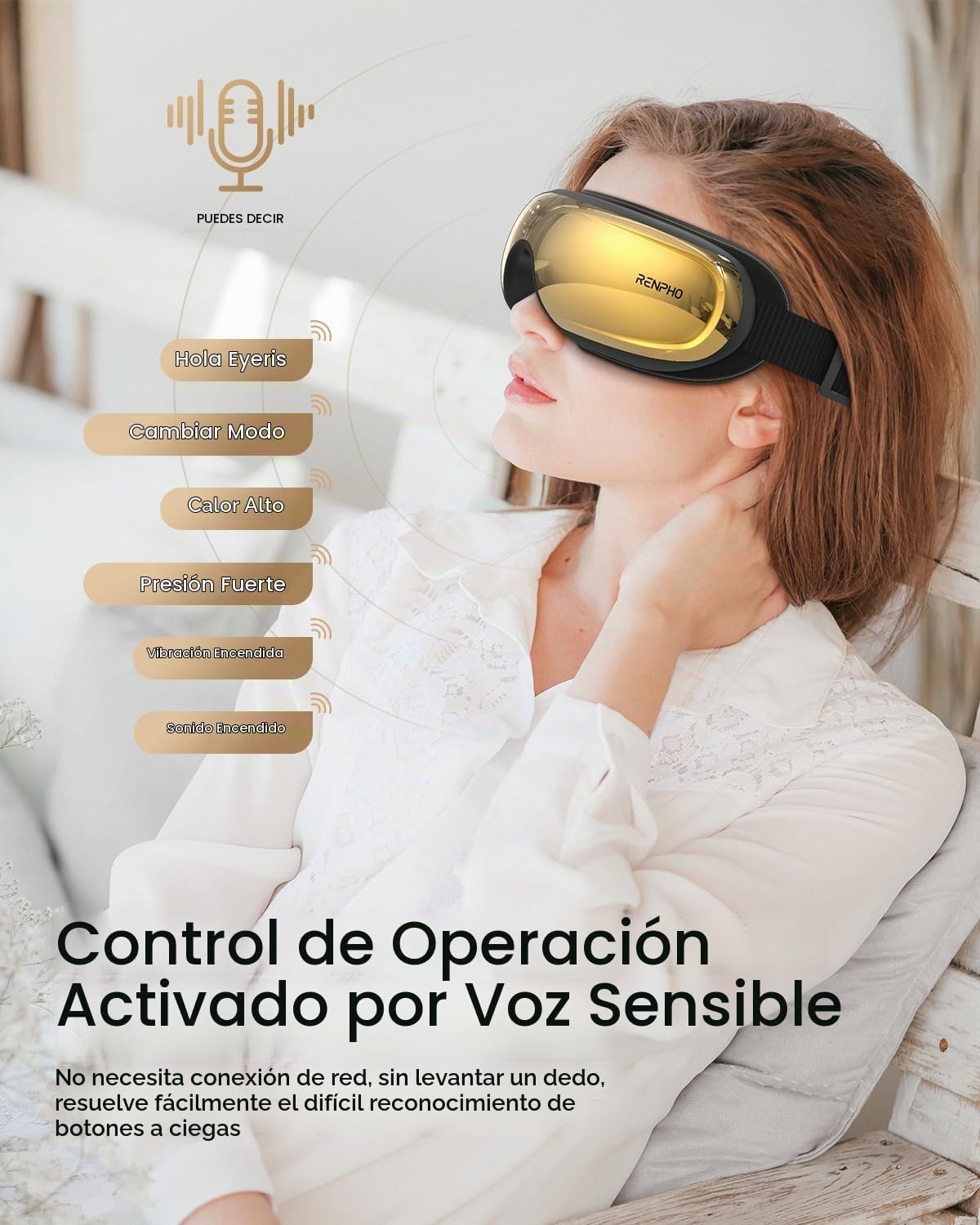 RENPHO Eyeris 3 Masajeador de ojos con calor y enfriamiento, máscar...