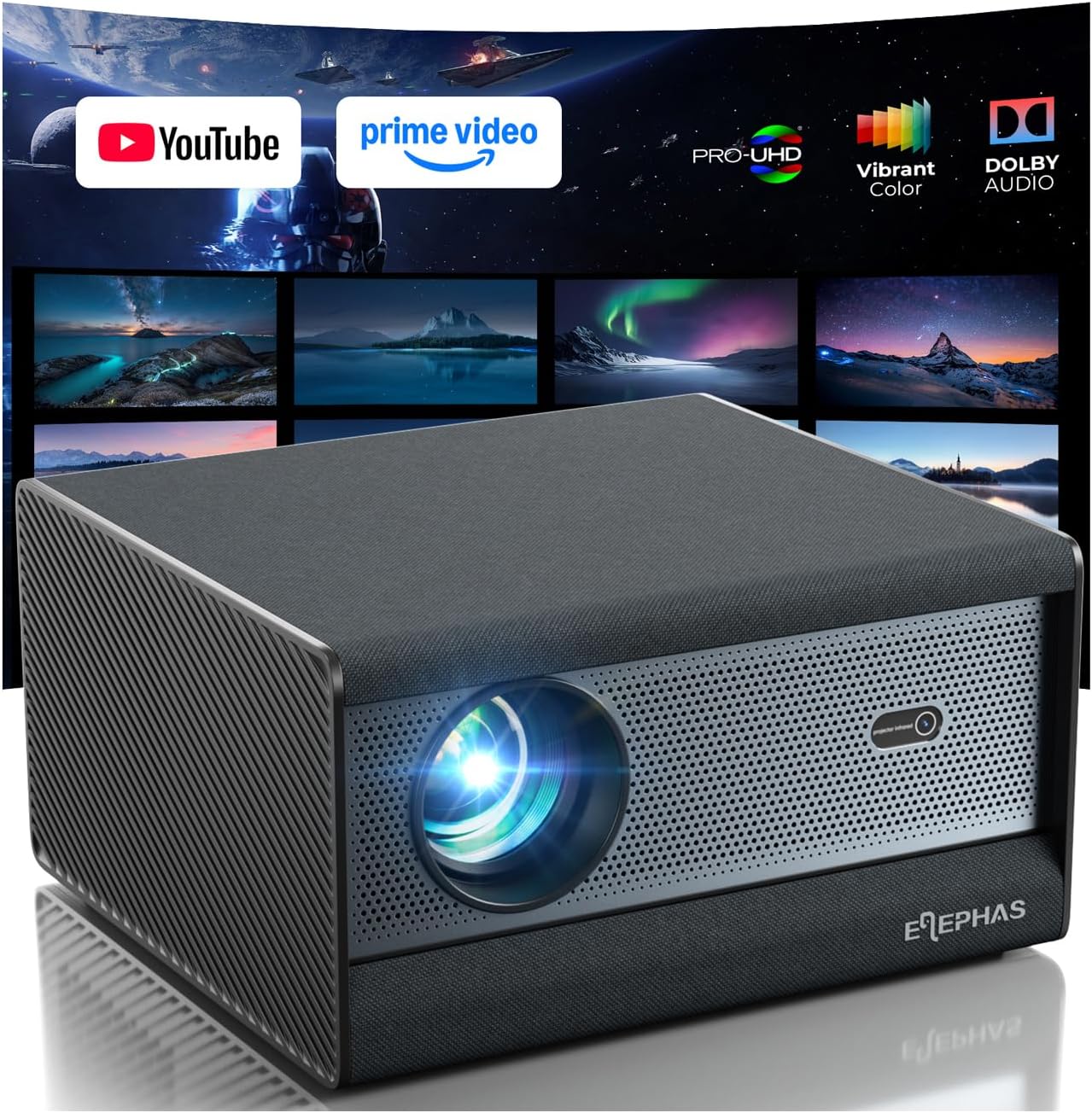 ELEPHAS Proyector inteligente 4K con WiFi y Bluetooth, compatible c...