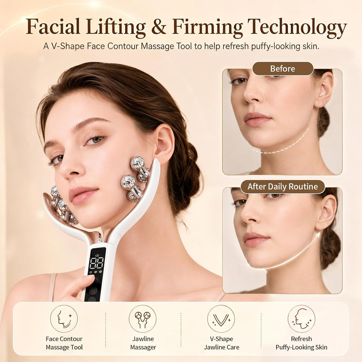SZMDLX Herramienta de masajeador facial inalámbrico, rodillo facial...