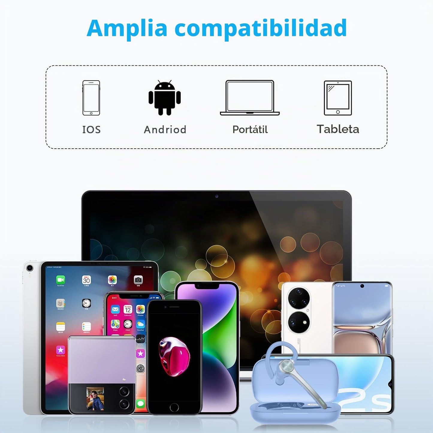 HEIBAS Auriculares Bluetooth, auricular Bluetooth inalámbrico con e...