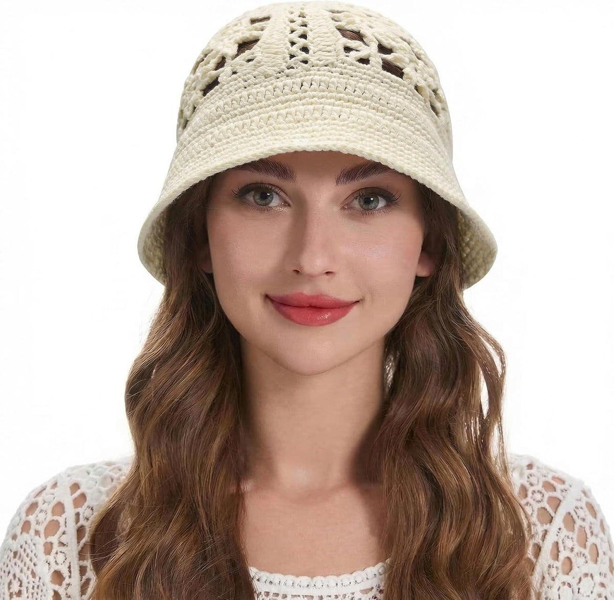 ZLYC Sombrero de pescador de algodón para mujer, hecho a mano, teji...