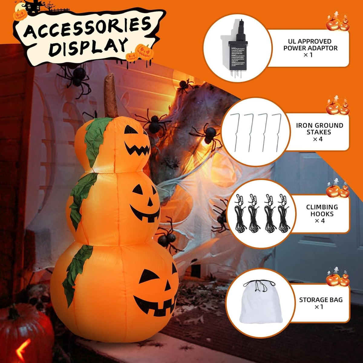 DearSun Calabazas inflables apiladas de Halloween de 6 pies de alto...