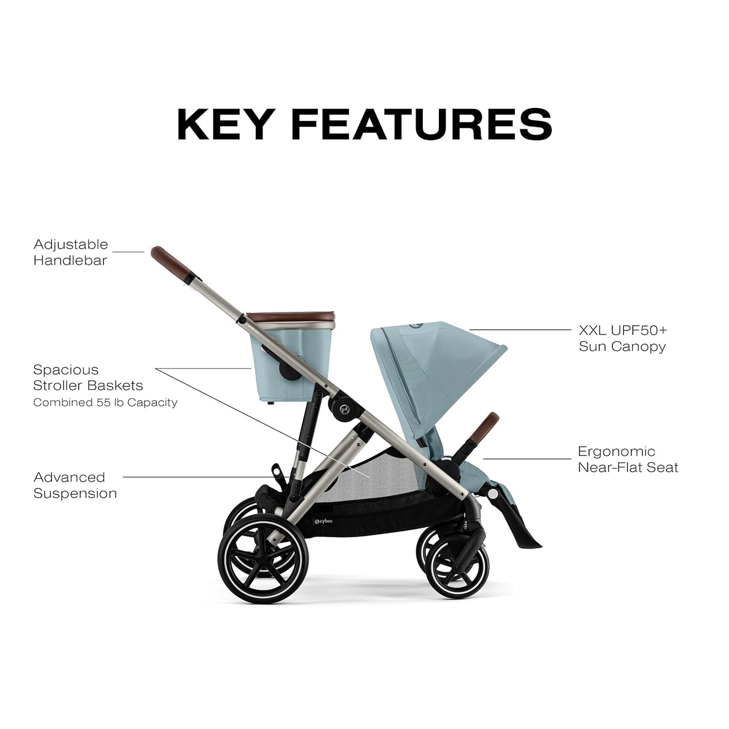 Cybex Gazelle S - Cochecito modular doble para bebés y niños pequeñ...