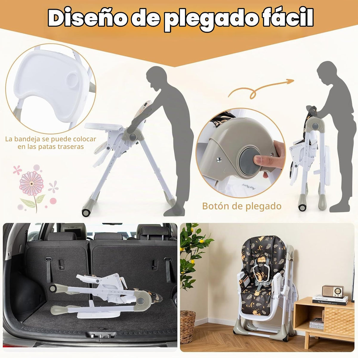 BABY JOY Silla alta convertible para bebés y niños pequeños, altura...
