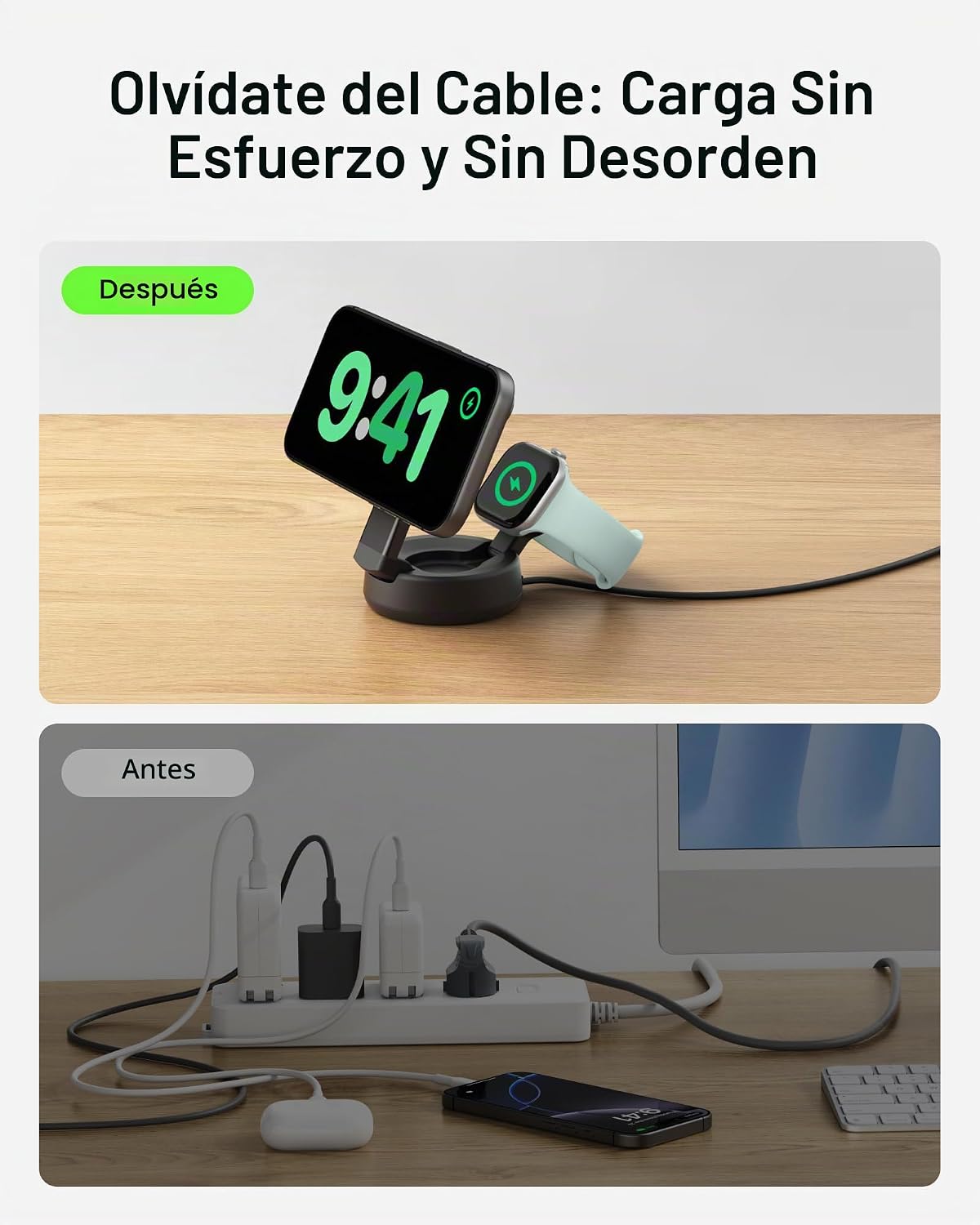Belkin Qi2.2 25W Cargador inalámbrico 2 en 1 para iPhone, carga ráp...