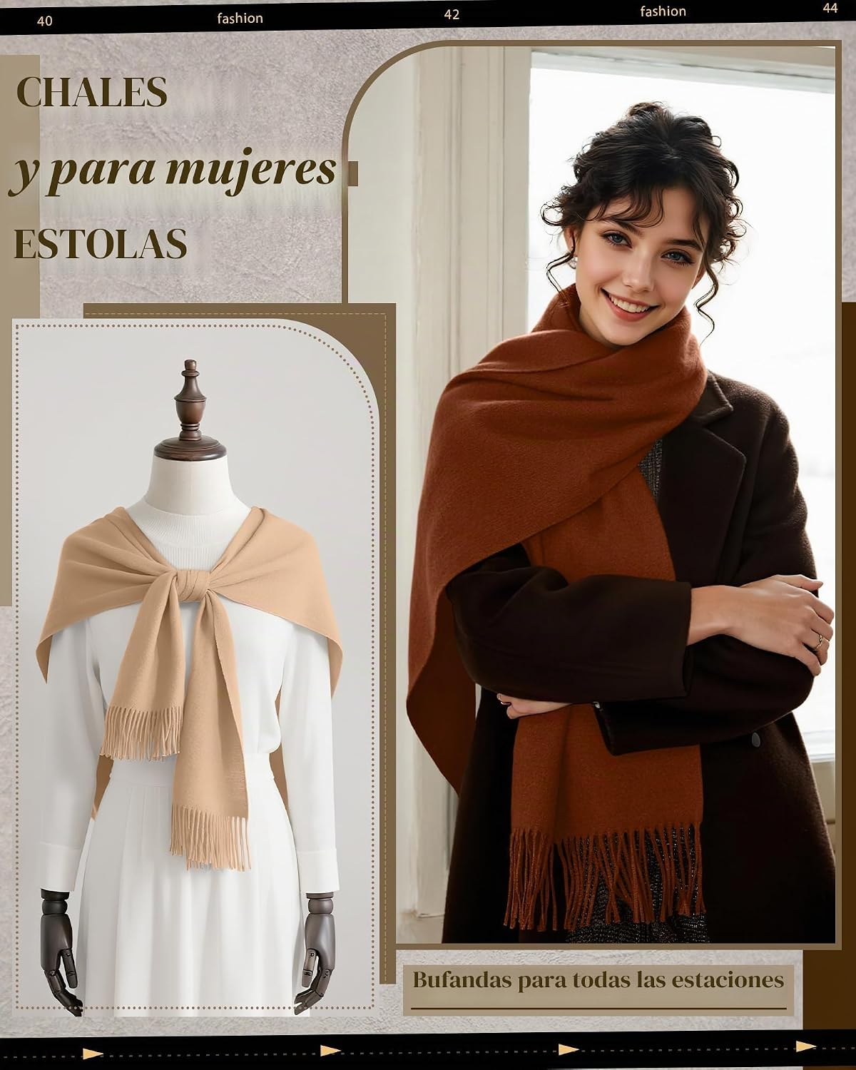 Oakgarden Paquete de 3 bufandas de invierno para mujer, bufandas cá...