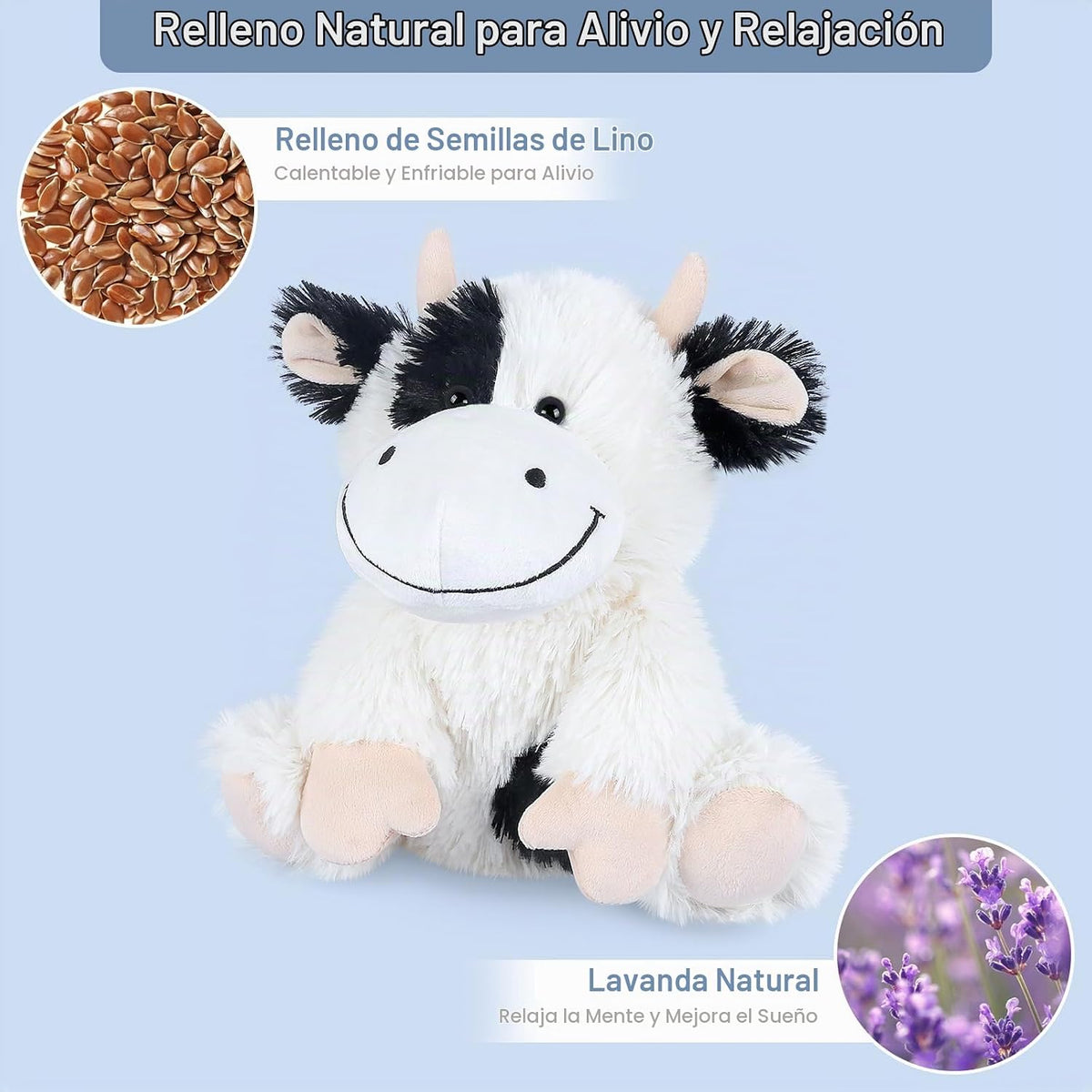 SuzziPals Peluche de vaca calentable y refrigerable, almohadilla té...