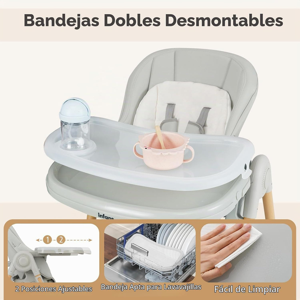 INFANS Silla alta para bebé, sillas altas para bebés y niños pequeñ...
