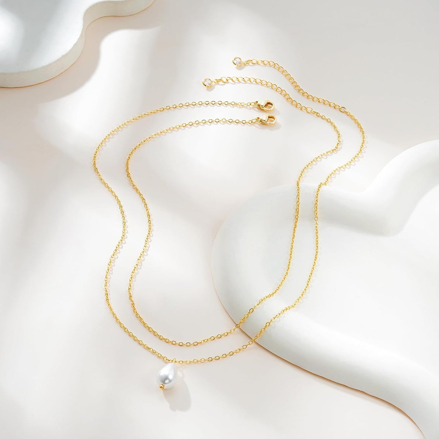 Eaciy Collares de perlas para mujer, modernos, chapados en oro de 1...