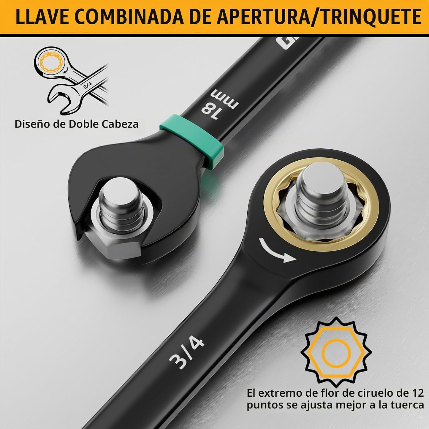 GRENPRO Juego de llaves de trinquete, organizador de llaves de trin...